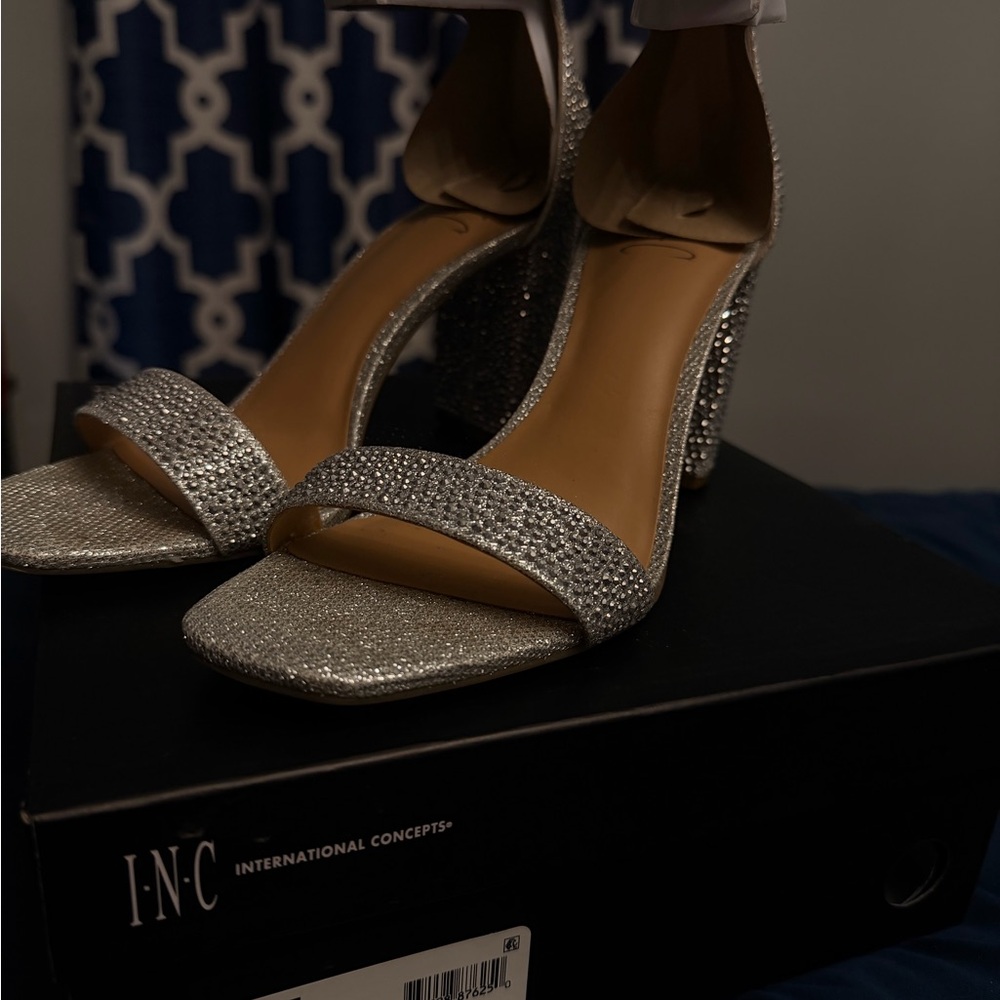 INC International Concepts Glittering Silver Heels